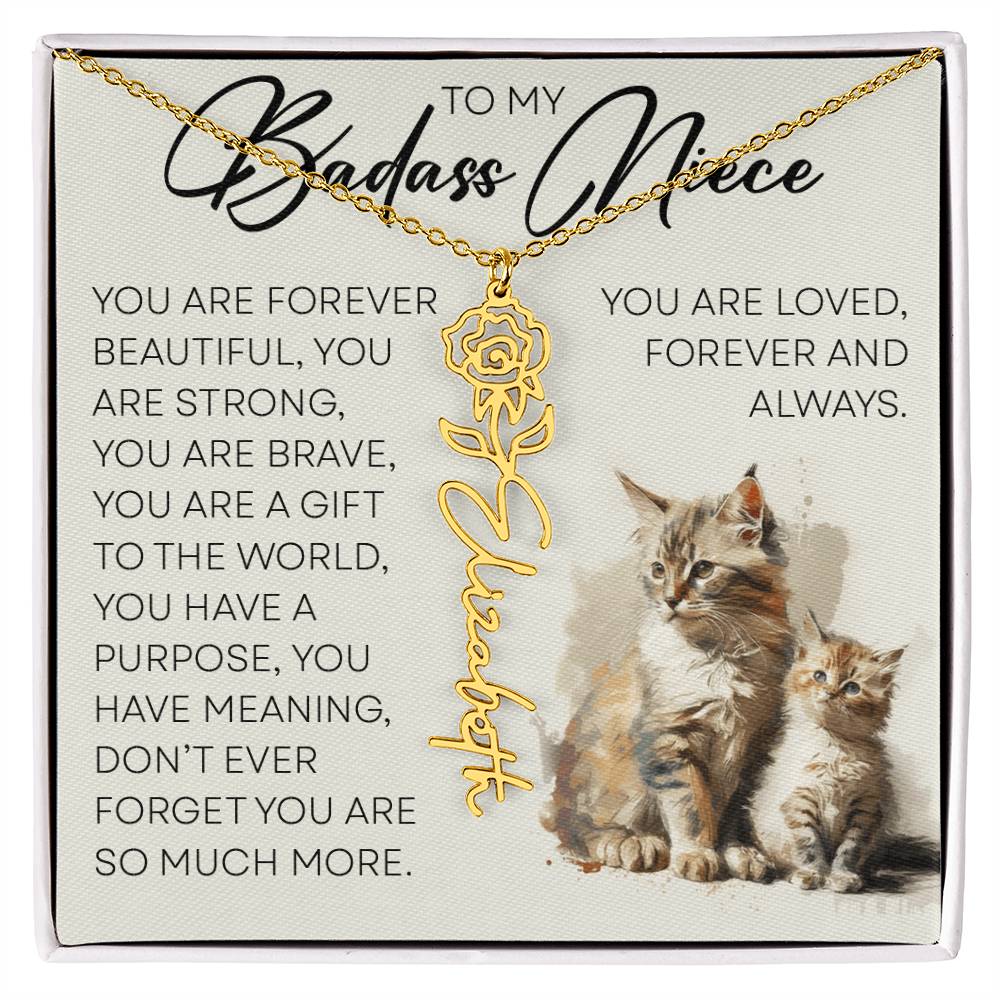 To My Badass Niece, Name Flower Necklace