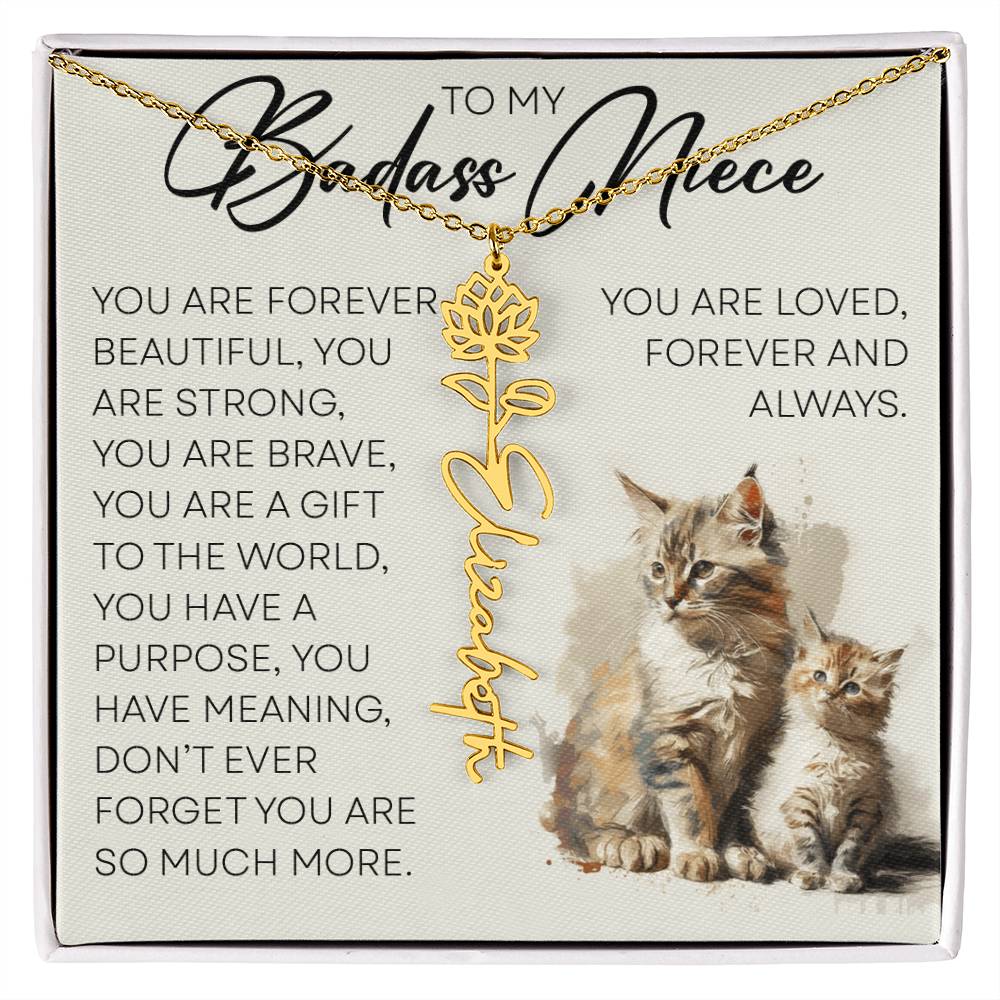 To My Badass Niece, Name Flower Necklace