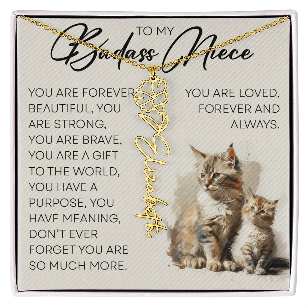 To My Badass Niece, Name Flower Necklace