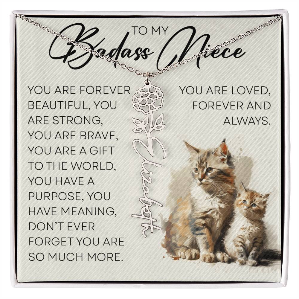 To My Badass Niece, Name Flower Necklace