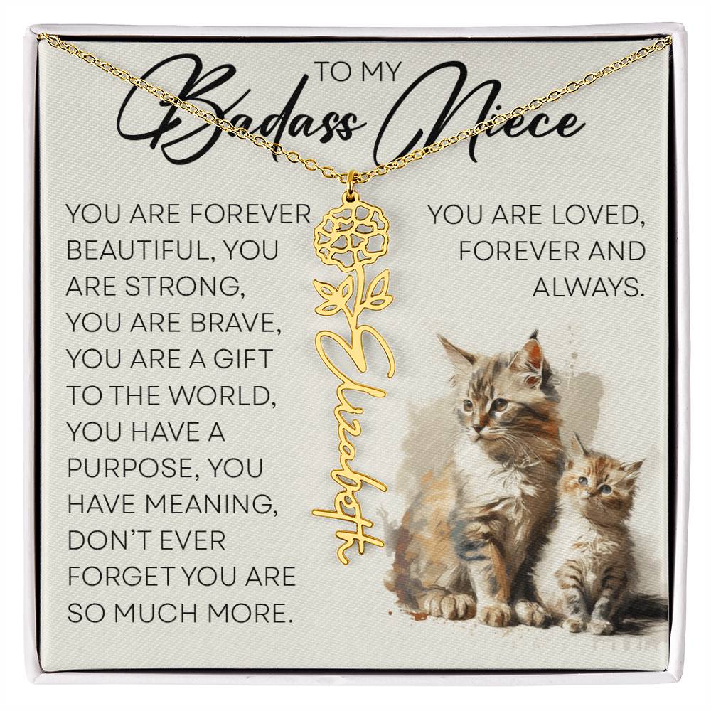 To My Badass Niece, Name Flower Necklace