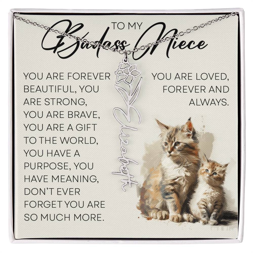 To My Badass Niece, Name Flower Necklace