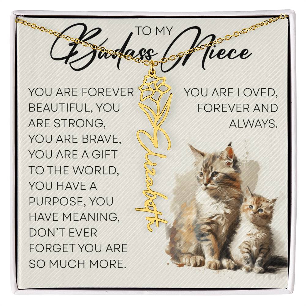 To My Badass Niece, Name Flower Necklace