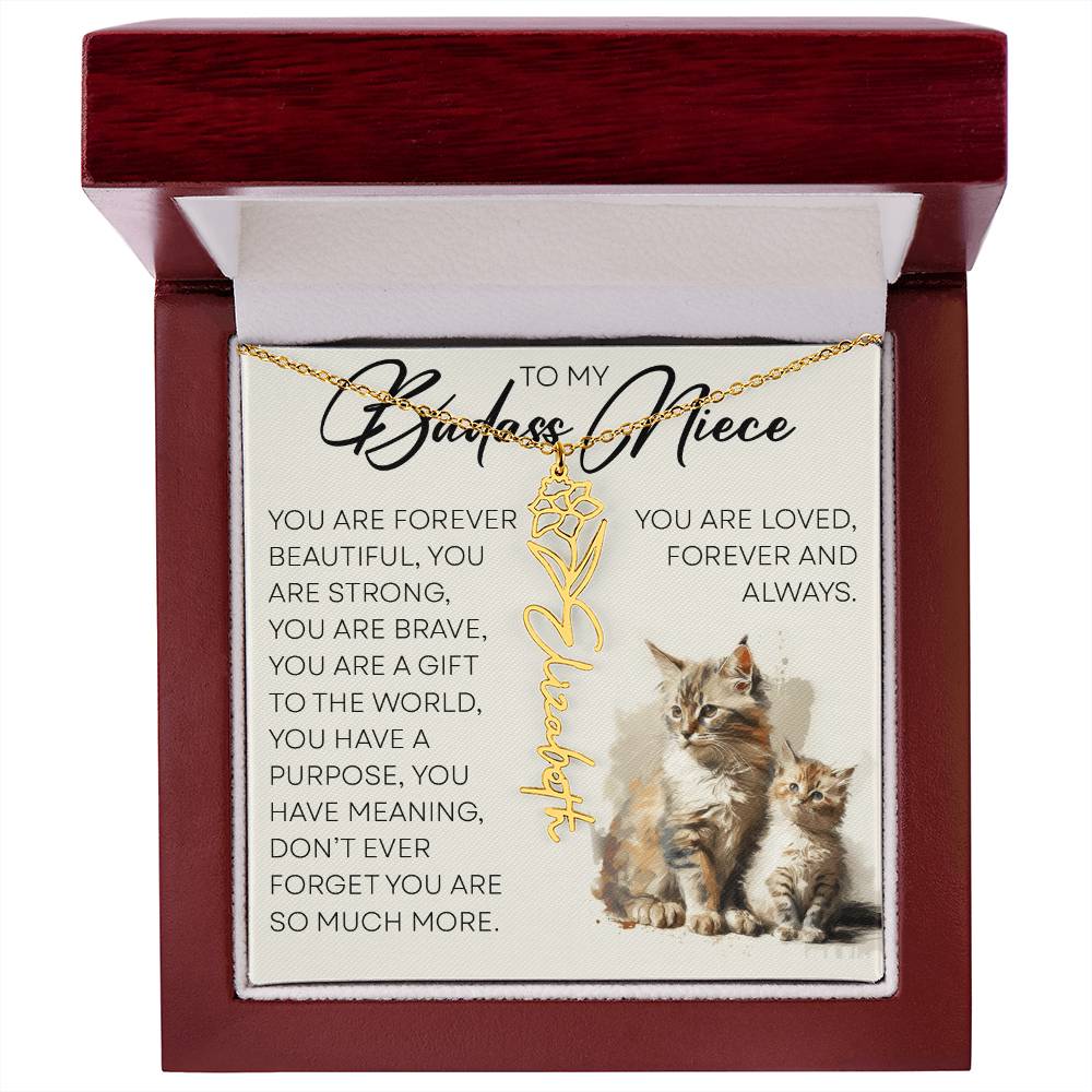 To My Badass Niece, Name Flower Necklace