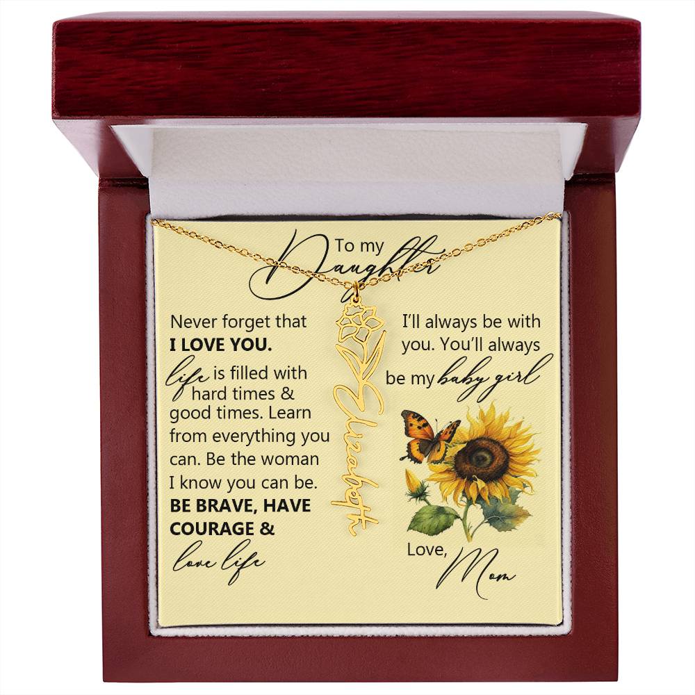 To My Daughter, Name Flower Necklace