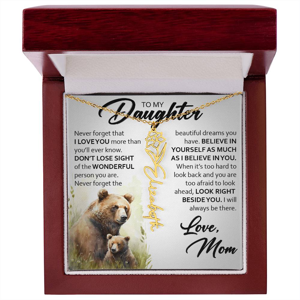 Custom Name Flower Necklace, Daughter Gift