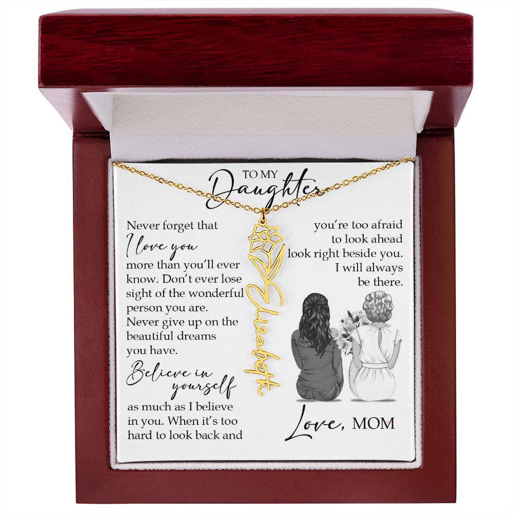 To My Daughter, Birth Flower Name Necklace