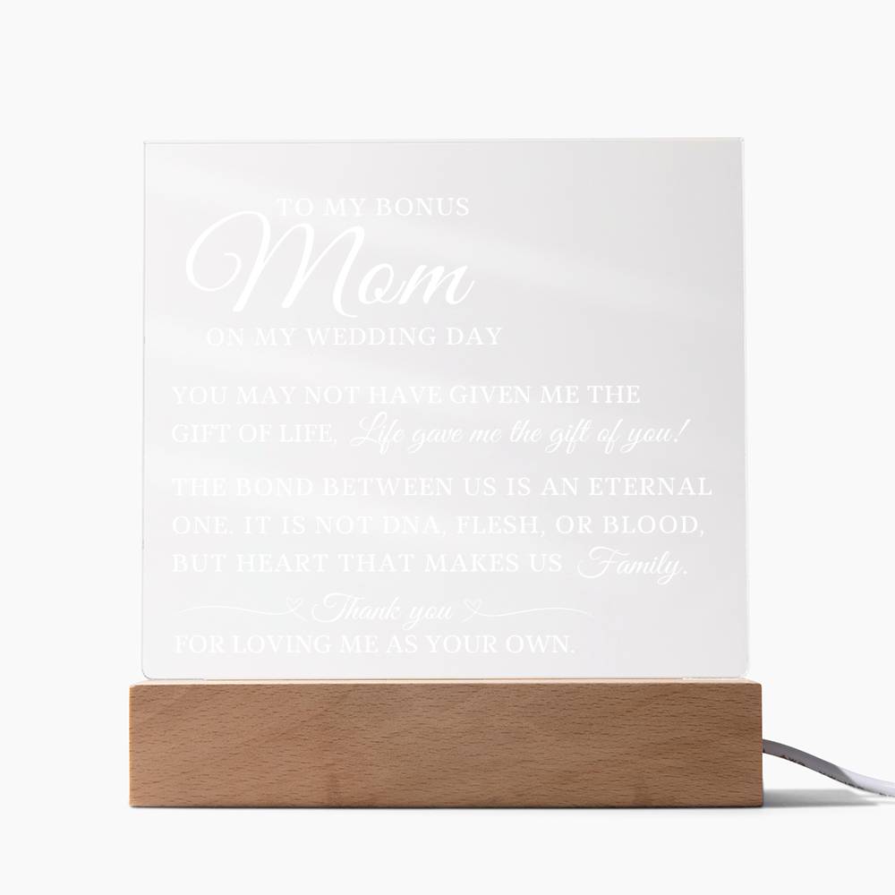 To My Bonus Mom, Wedding Day Gift For Bonus Mom, Acrylic Plaque
