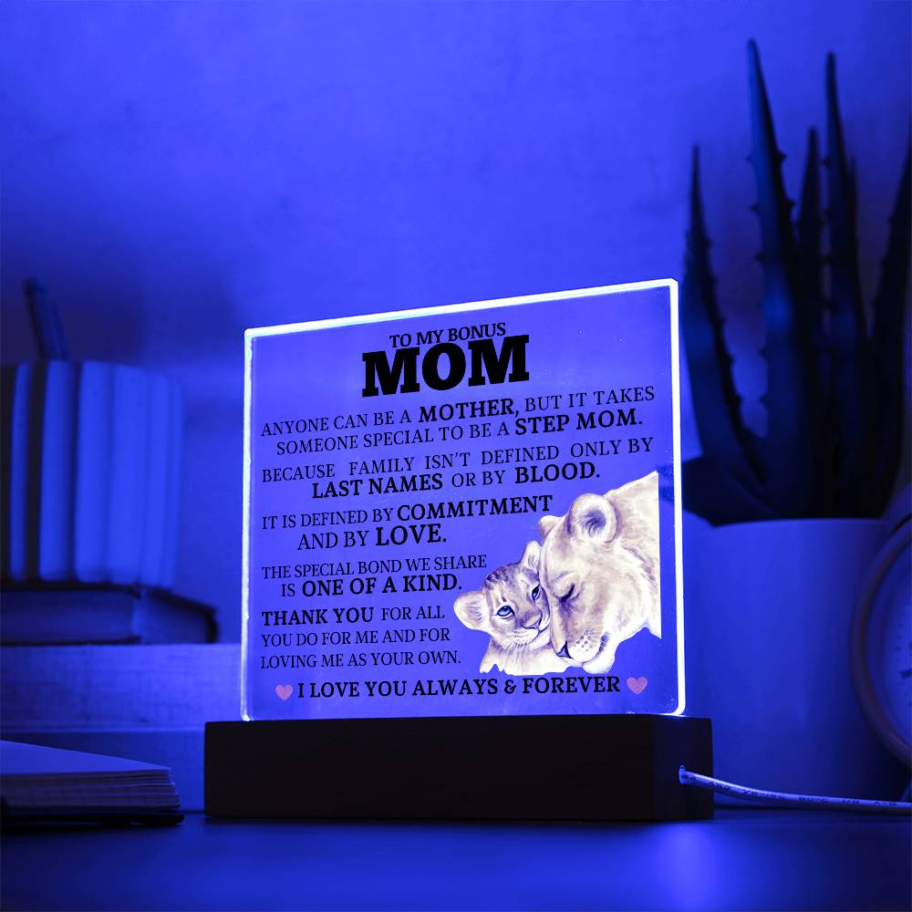 To My Bonus Mom "One of a Kind" Acrylic Plaque