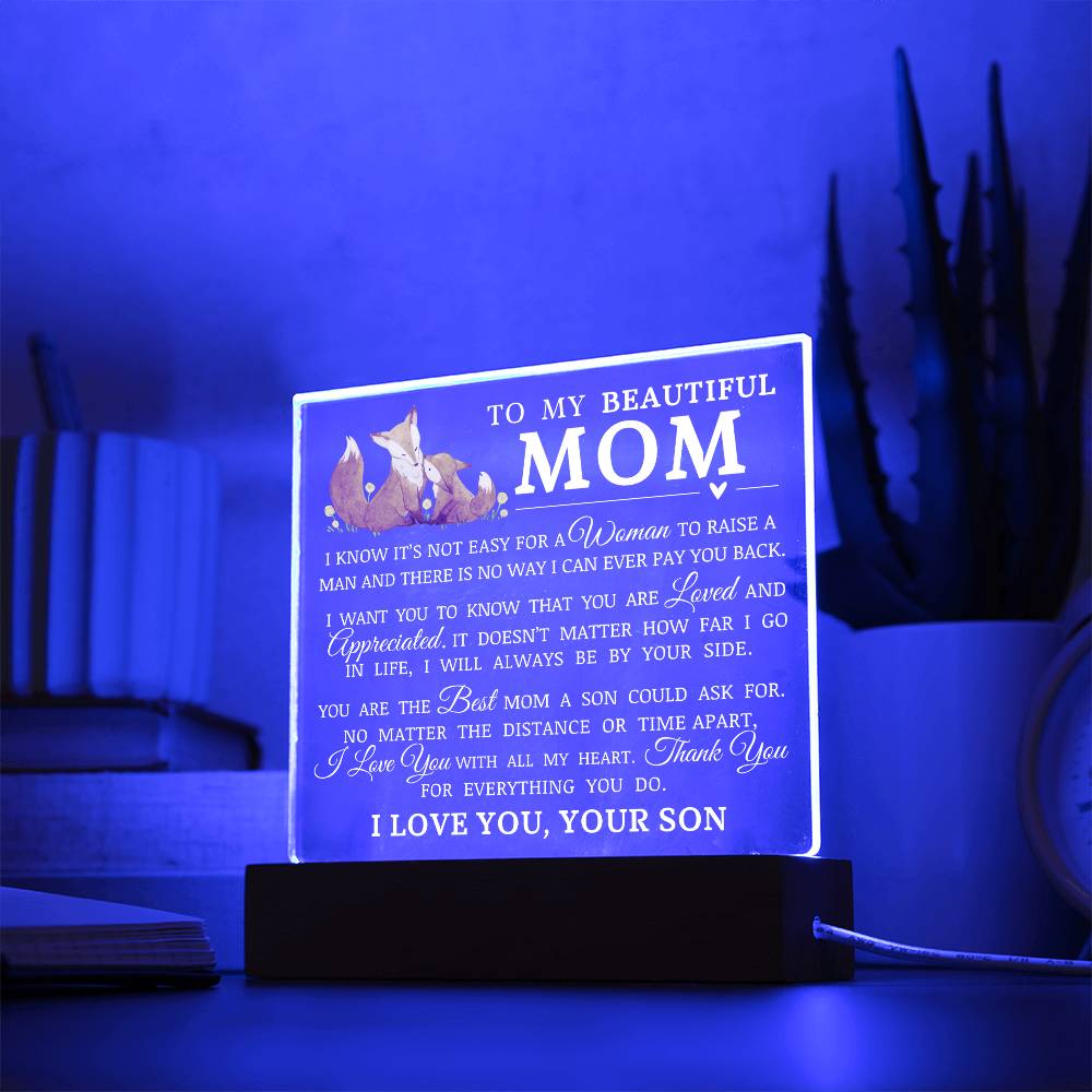 To My Beautiful Mom, Acrylic Plaque, To Mom from Son