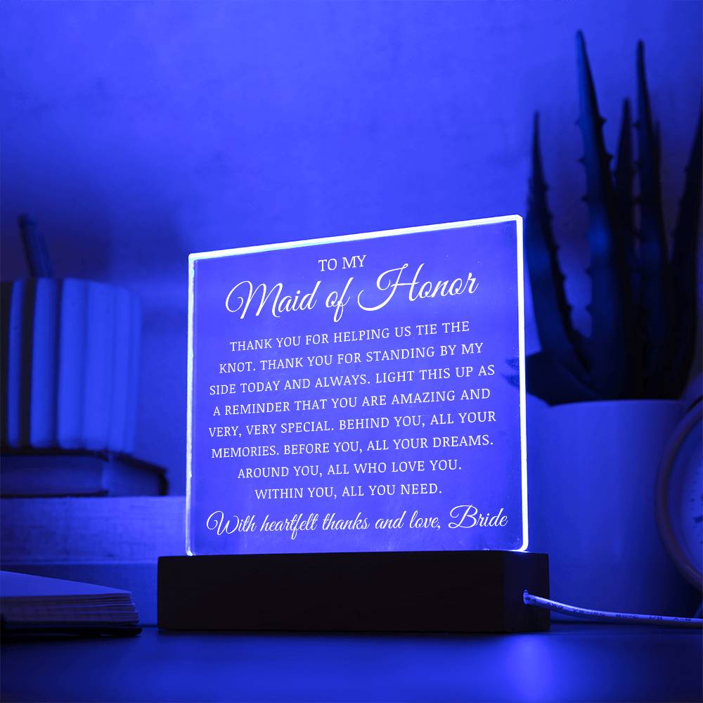 To My Maid of Honor, Acrylic Plaque
