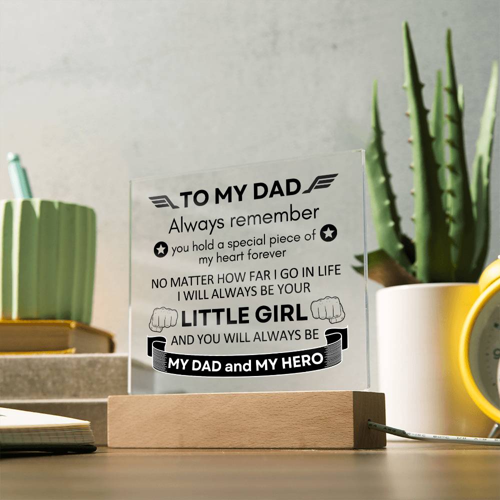 Acrylic Square Plaque, To My Dad, Dad Gift, For Father's Day, Birthday Christmas Gift from Son or Daughter