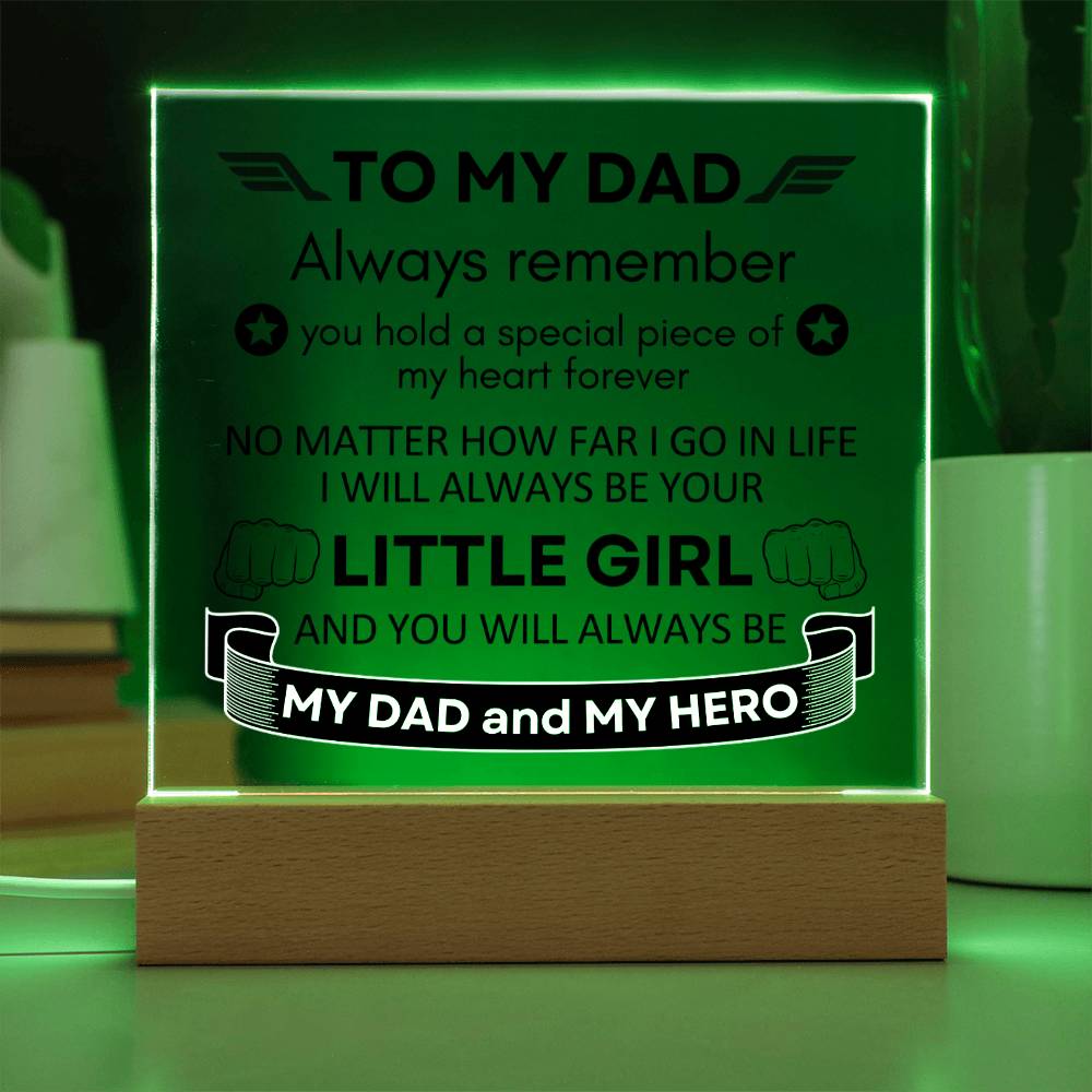 Acrylic Square Plaque, To My Dad, Dad Gift, For Father's Day, Birthday Christmas Gift from Son or Daughter