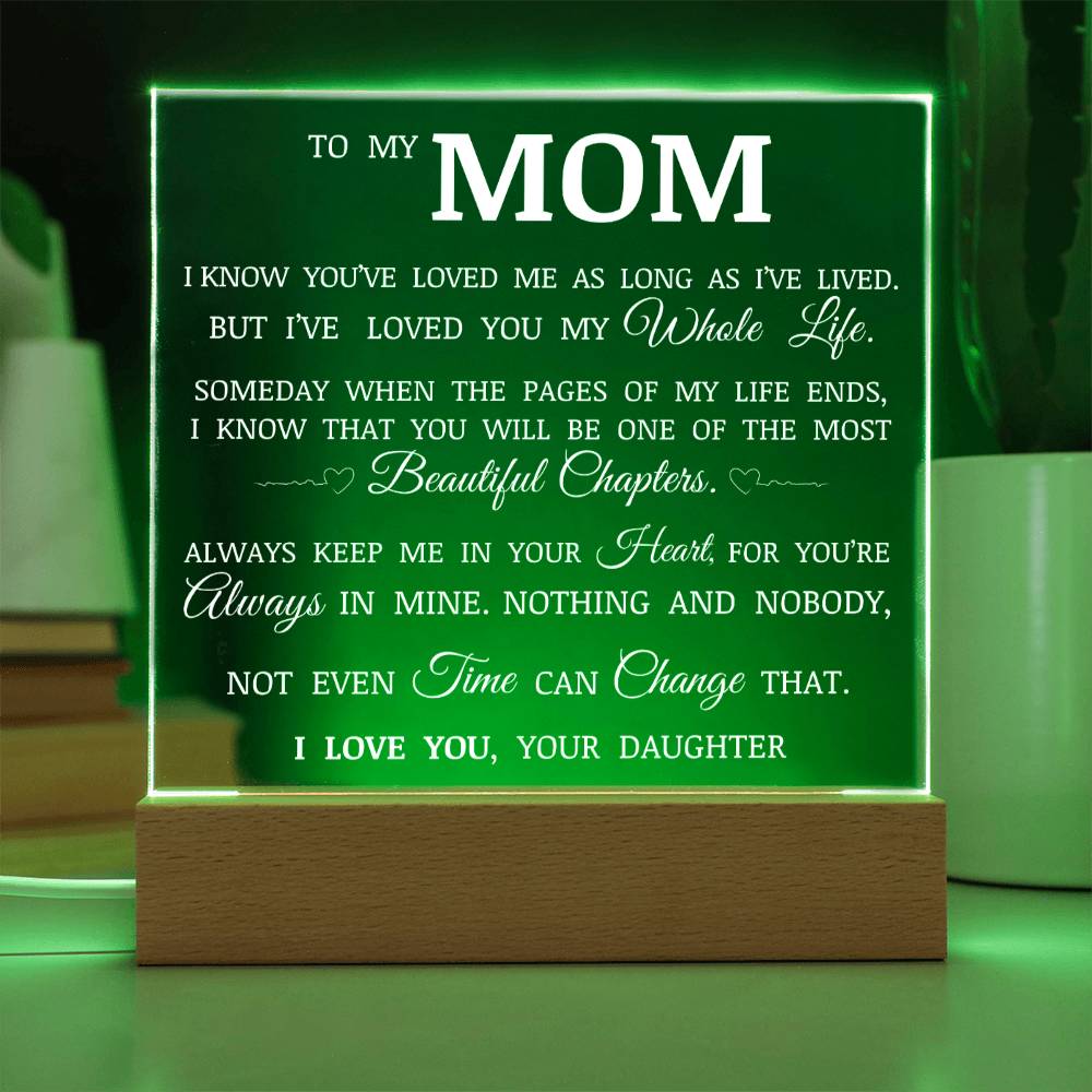 To My Mom "I've Loved You My Whole Life" Acrylic Plaque