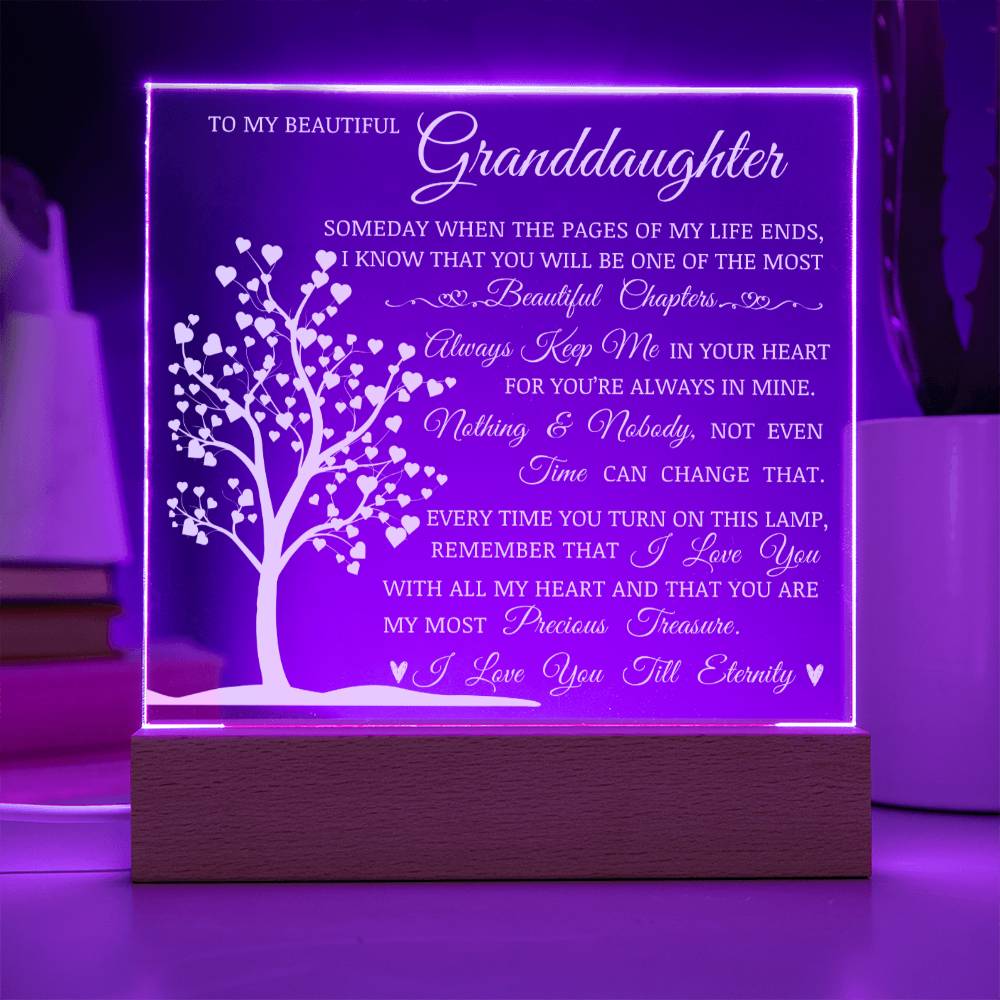 To My Beautiful Granddaughter "You Are My Most Precious Treasure" Lamp of Love