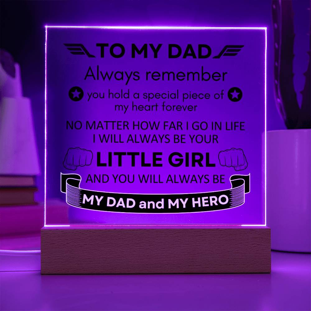 Acrylic Square Plaque, To My Dad, Dad Gift, For Father's Day, Birthday Christmas Gift from Son or Daughter