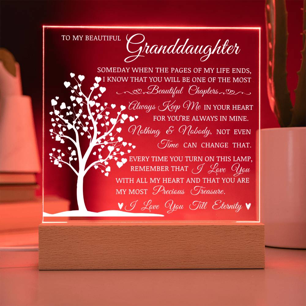 To My Beautiful Granddaughter "You Are My Most Precious Treasure" Lamp of Love
