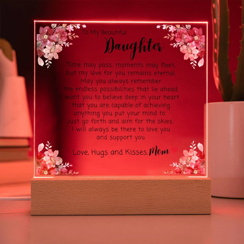 To My Beautiful Daughter Acrylic Plaque, Daughter Gift From Mom, Unique Inspirational Sentimental Gift for Her, Birthday Present Ideas, Home Decor