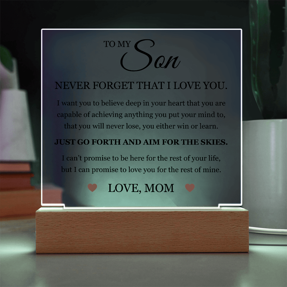 Acrylic Square Plaque - To My Son "Aim for the Skies"