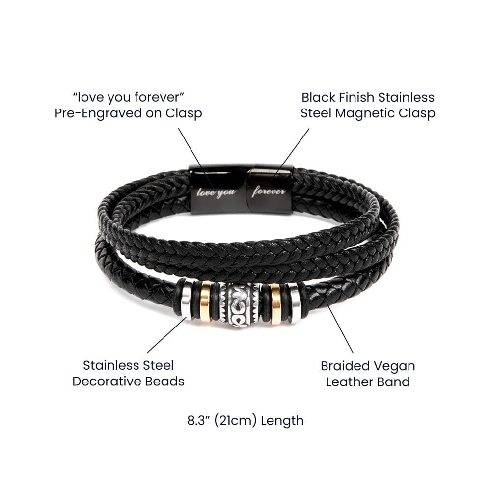 To My Man, Vegan Leather Bracelet, Anniversary Birthday Christmas Gift Idea
