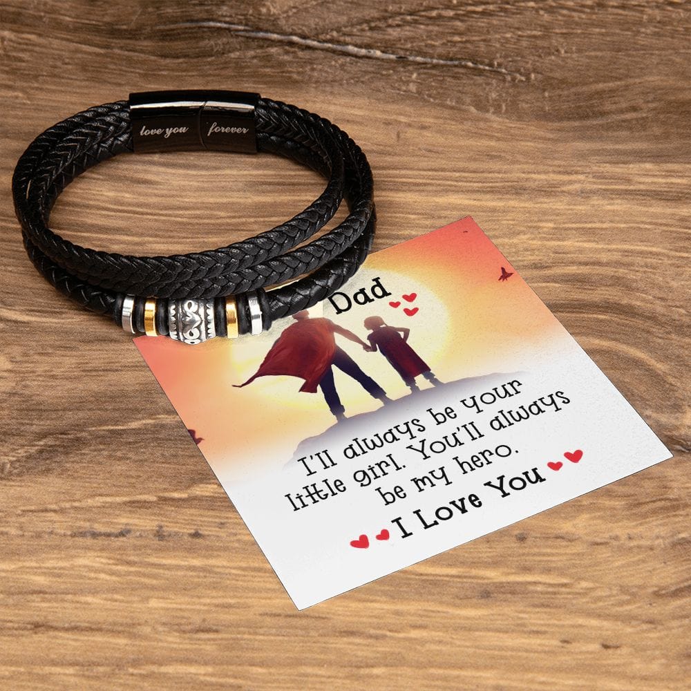 To My Dad, Vegan Leather Bracelet, Father's Day Gift, Birthday Christmas Gift Idea
