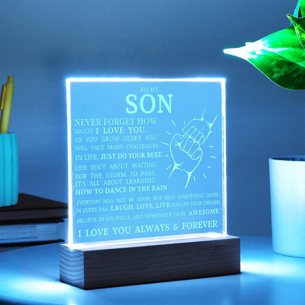 To My Son, Remember To Be Awesome, Engraved Acrylic Plaque