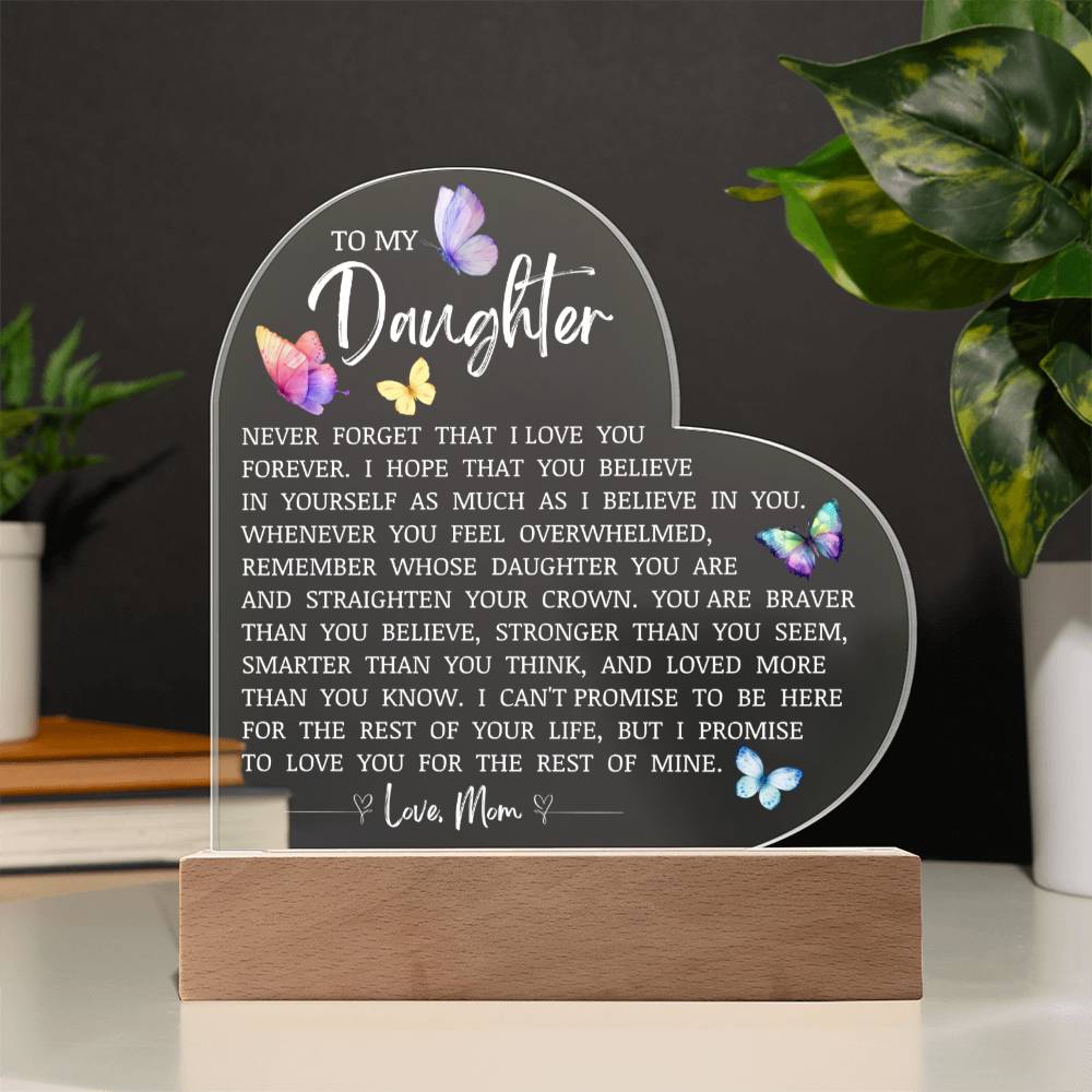 Daughter Keepsake "I Love You Forever" Acrylic Heart Plaque