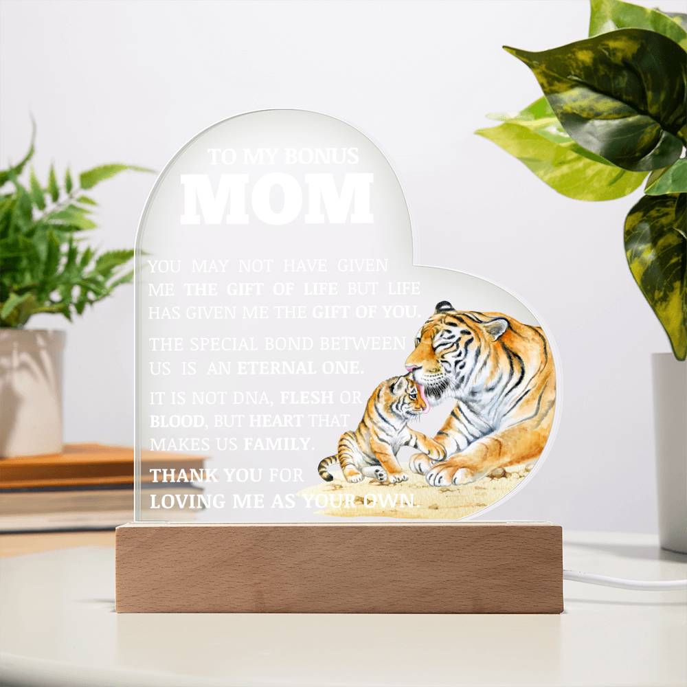 To My Bonus Mom "Life Gave Me The Gift of You" Acrylic Heart Plaque