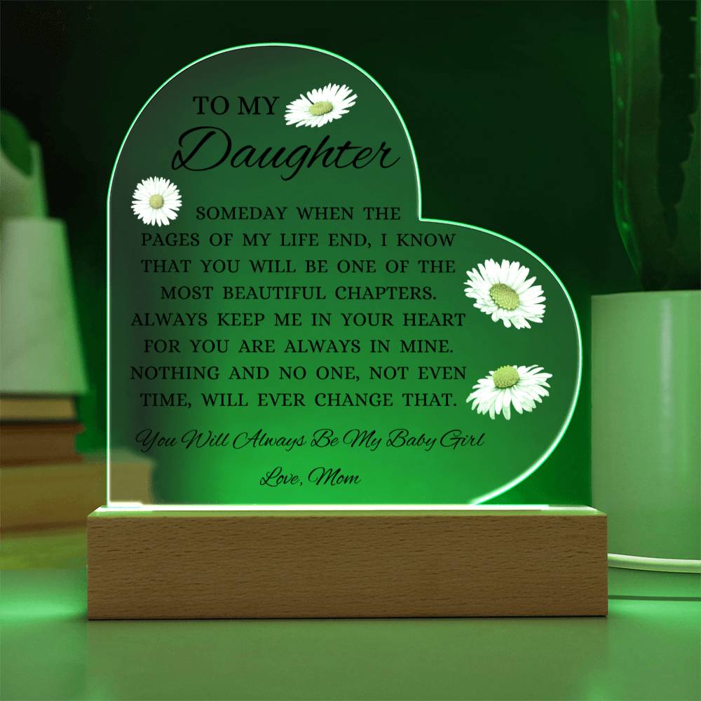To My Daughter "You Will Always Be My Baby Girl" Acrylic Heart Plaque