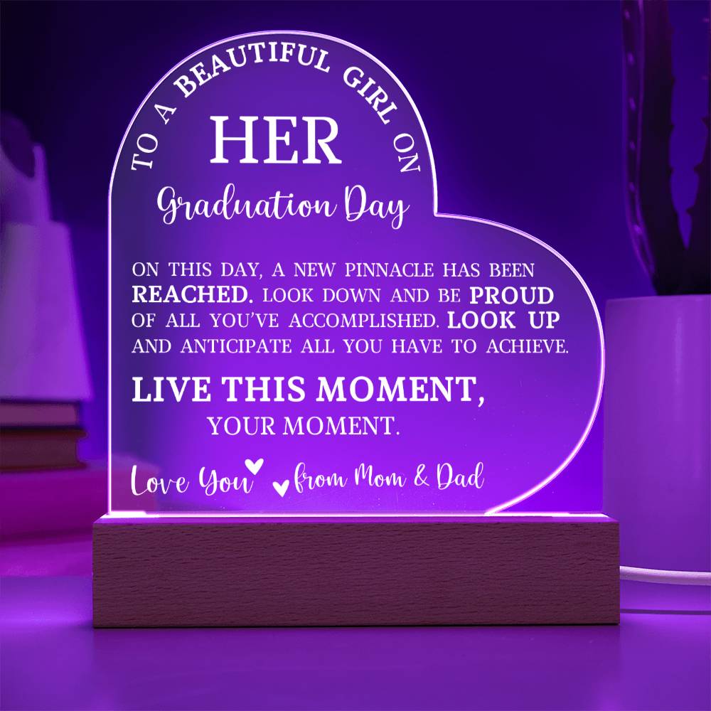 Graduation Gift for Her, Acrylic Heart Plaque