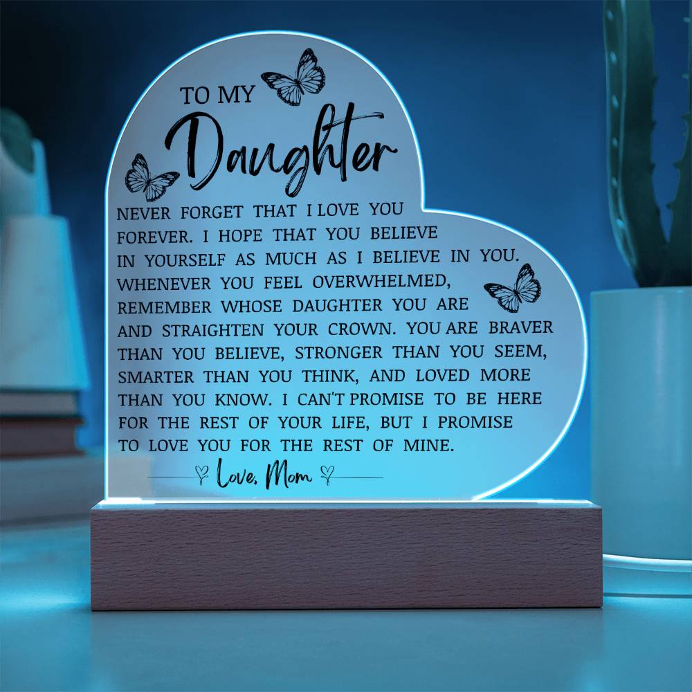 To My Daughter "I Love You Forever" Acrylic LED Lamp