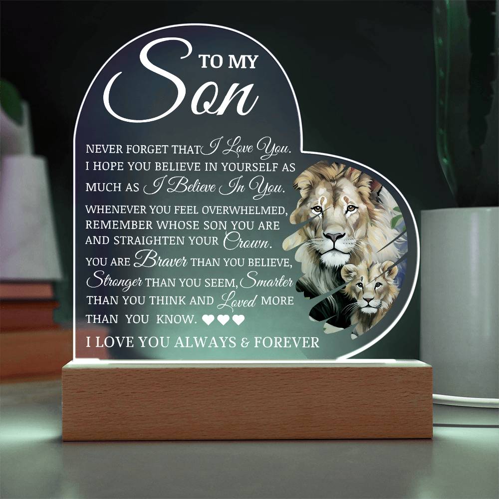 To My Son "I Believe In You" LED Acrylic Lamp