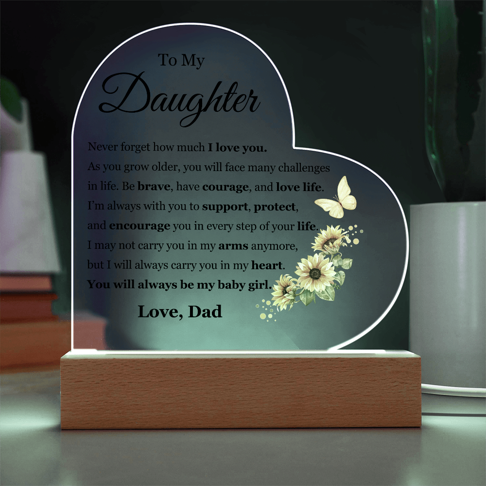 Acrylic Heart Plaque - To My Daughter "I Love You"
