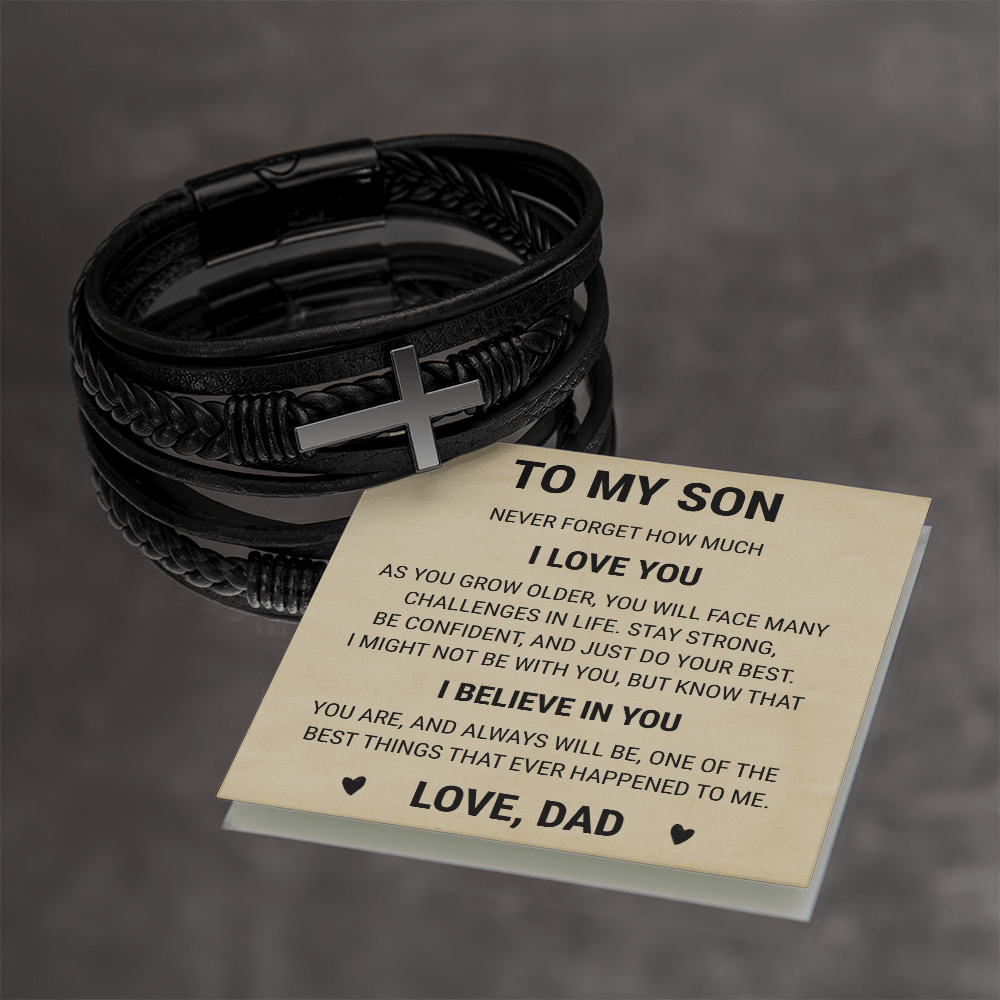 Men's Cross Bracelet - To My Son