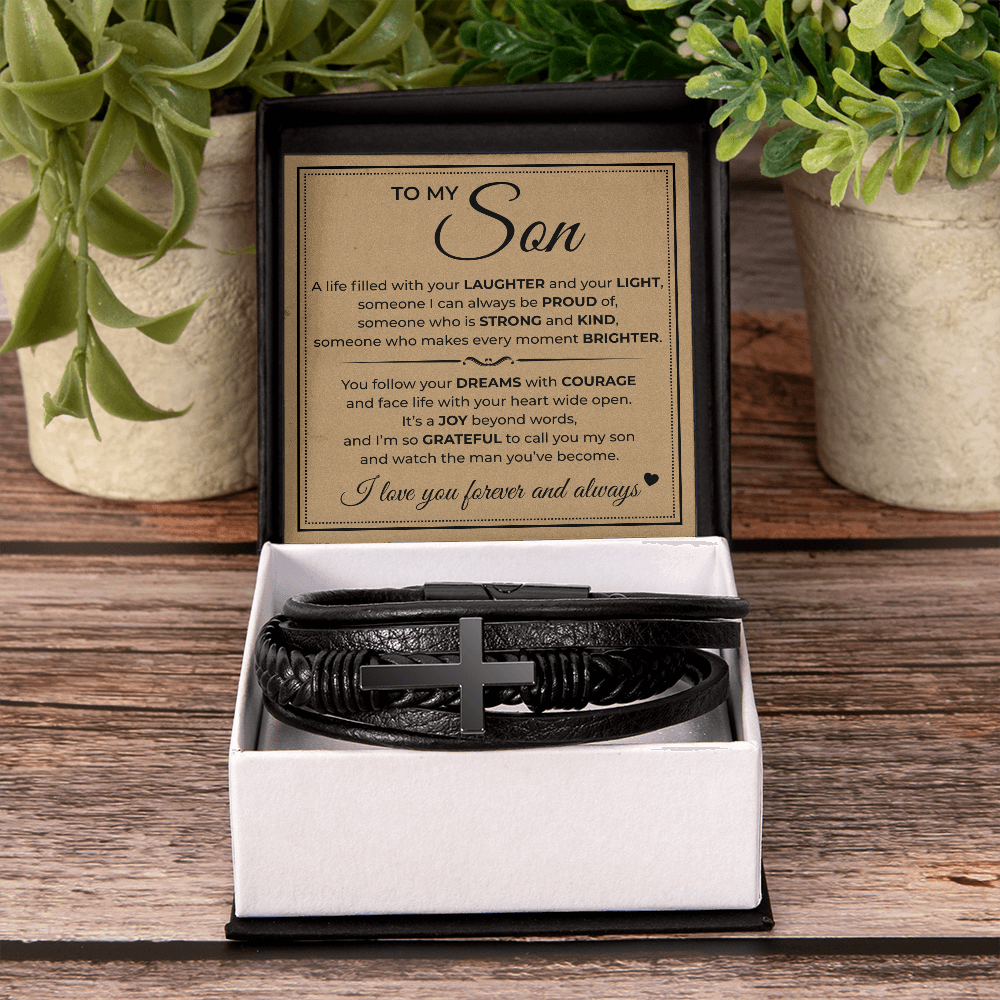 Men's Cross Bracelet - To My Son