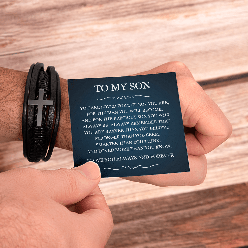 Men's Cross Bracelet - To My Son