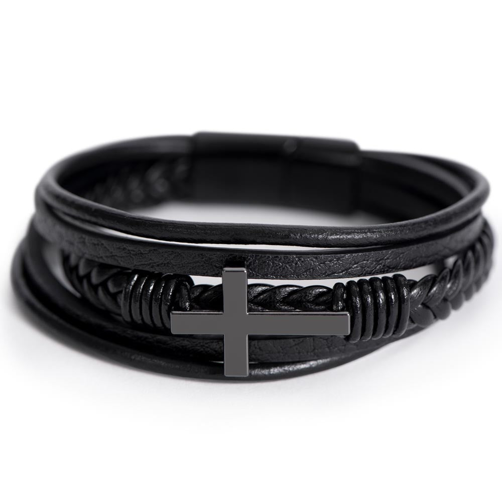 Men's Cross Bracelet - To My Grandson "Stay True To Yourself"