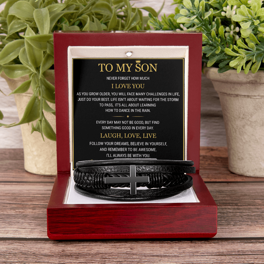 Men's Cross Bracelet - To My Son