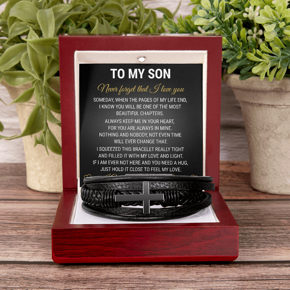 Men's Cross Bracelet - To My Son