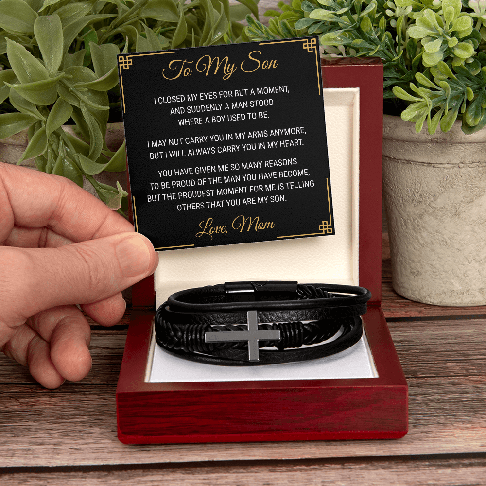Men's Cross Bracelet - To My Son