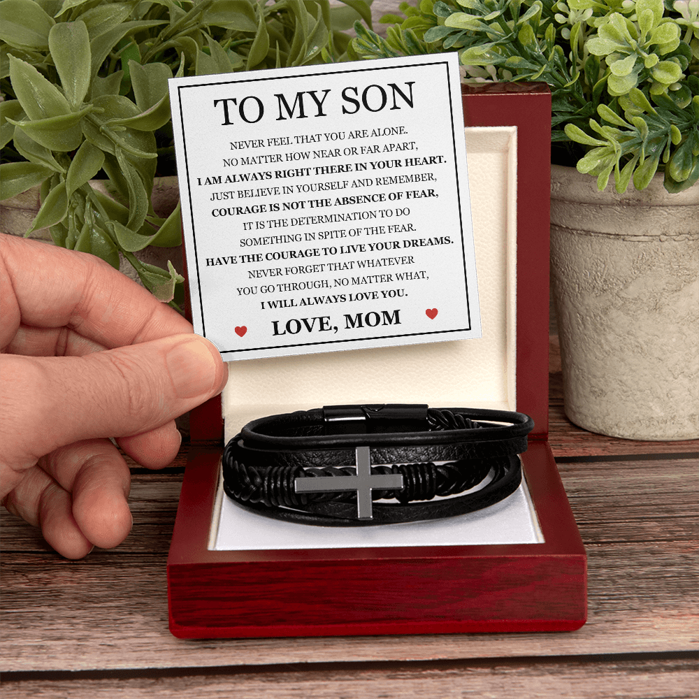 Men's Cross Bracelet - To My Son "I Will Always Love You"