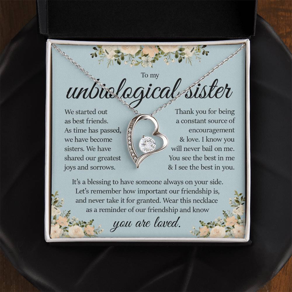 Forever Heart Necklace, Unbiological Sister Gift