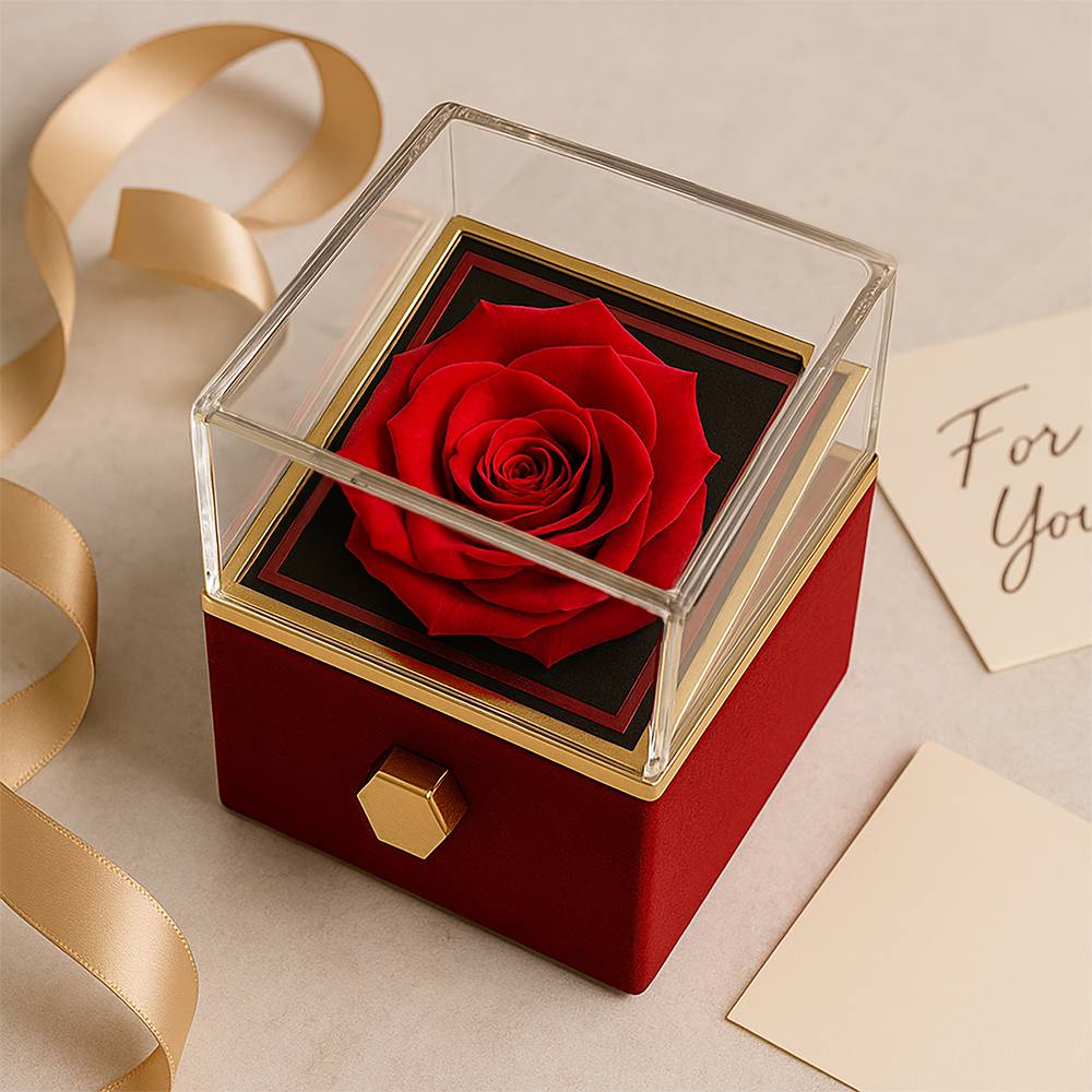 To My Daughter "Love You, Protect You and Believe In You" Love Knot Necklace with Preserved Red Rose