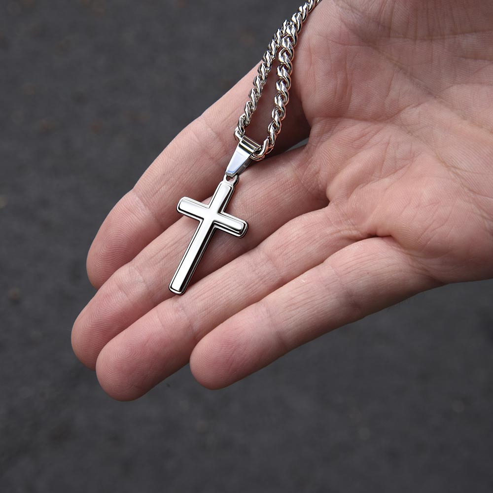 Cross Cuban Link Chain - To My Son "Reach For The Skies"