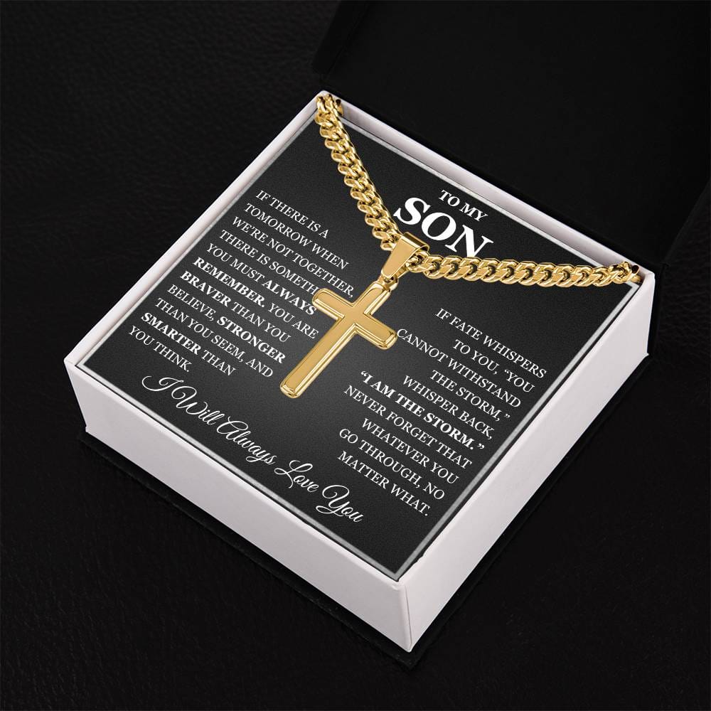 To My Son - Artisan Cross with Cuban Link Chain