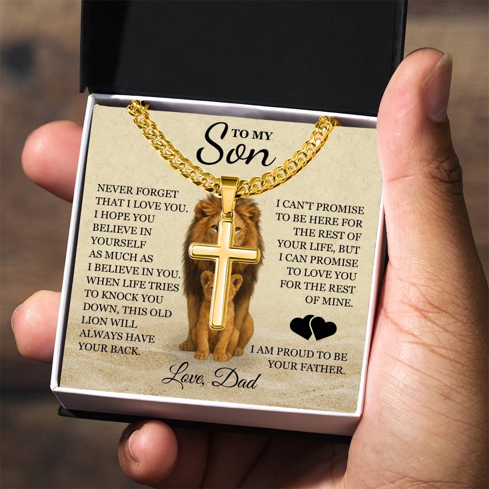 To My Son - Artisan Cross with Cuban Link Chain