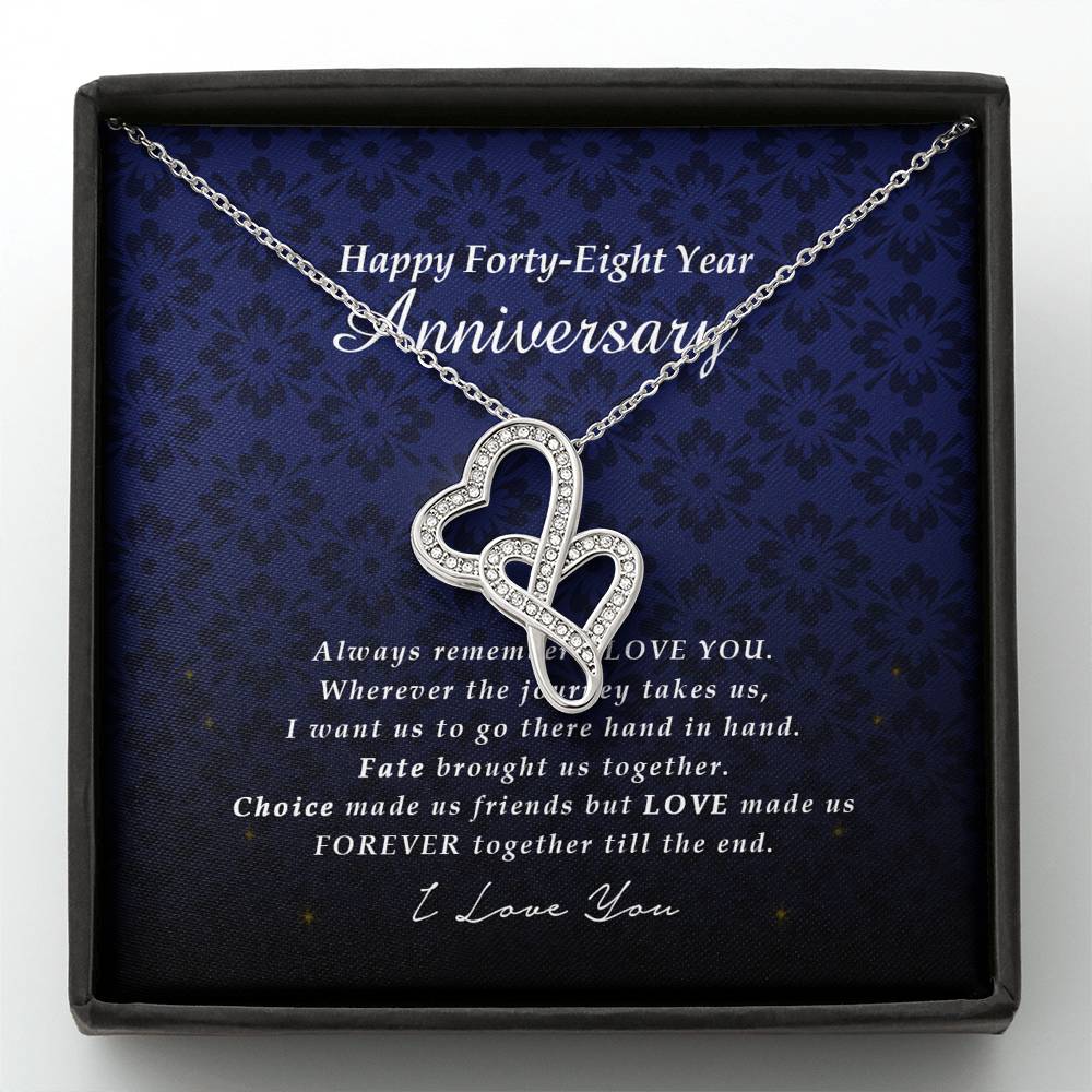 Double Heart Necklace, Happy 48 Year Anniversary