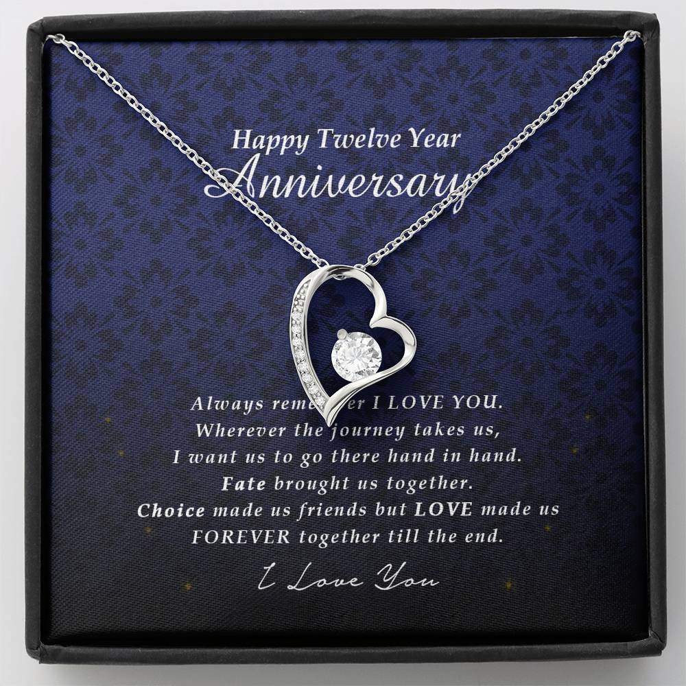 Forever Heart Necklace, Twelve Year Anniversary Gift