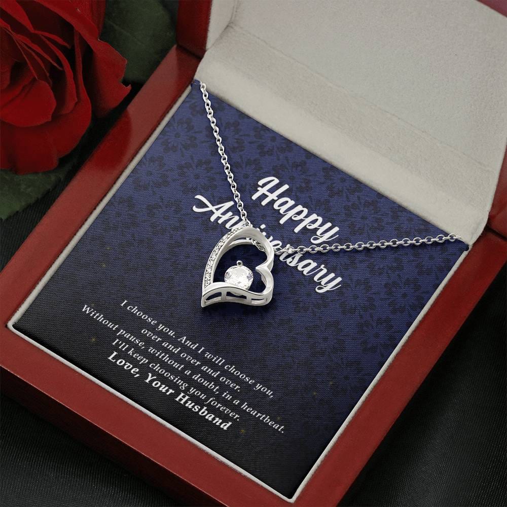 Anniversary Gift, Forever Heart Necklace