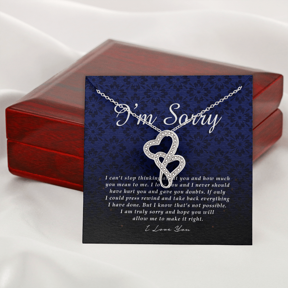 im sorry card Double Heart Necklace